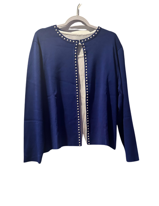 Royal Blue Pearl Trimmed Cardigan